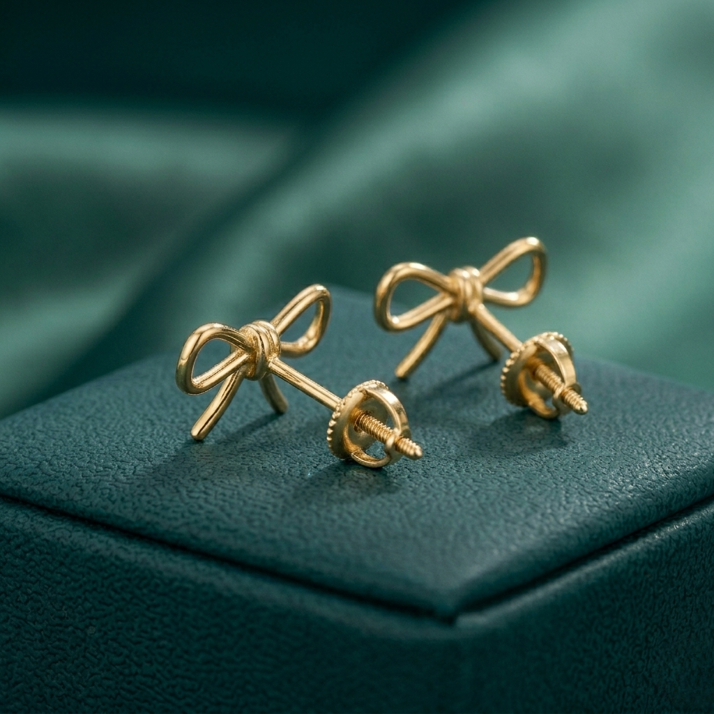18K GOLD PLATED BOW STYLE EARRINGS