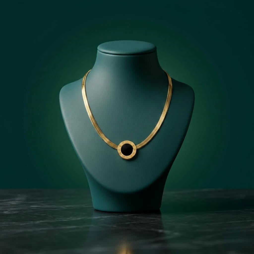 BLACK ROMAN SNAKE CHAIN PENDANT