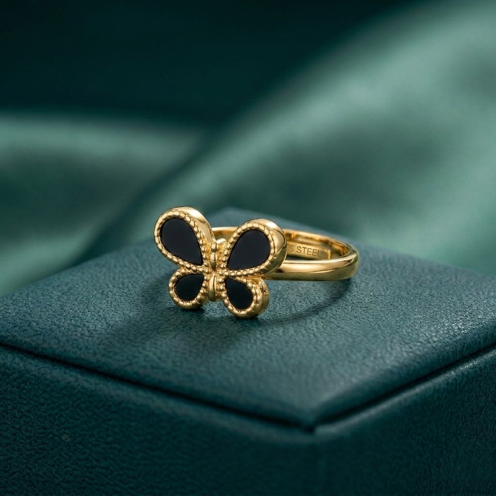 STYLISH BLACK BOW ADJUSTABLE RING