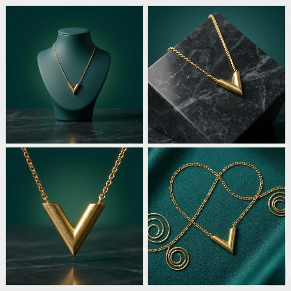 18K GOLD PLATED V STYLE PENDANT