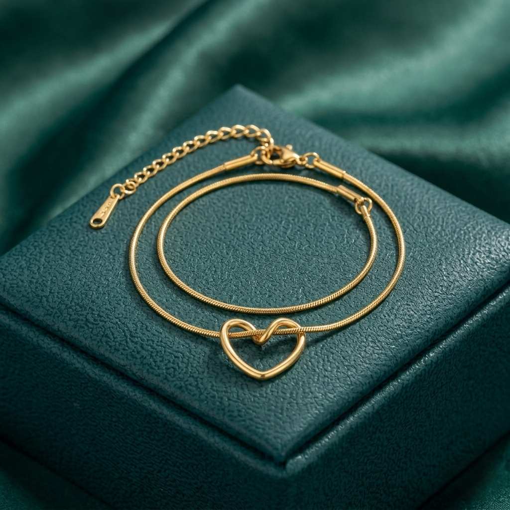 18K GOLD PLATED HEART SET STAINLESS STEEL