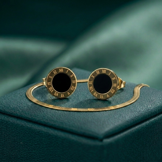 BLACK ROMAN EARRINGS PAIR