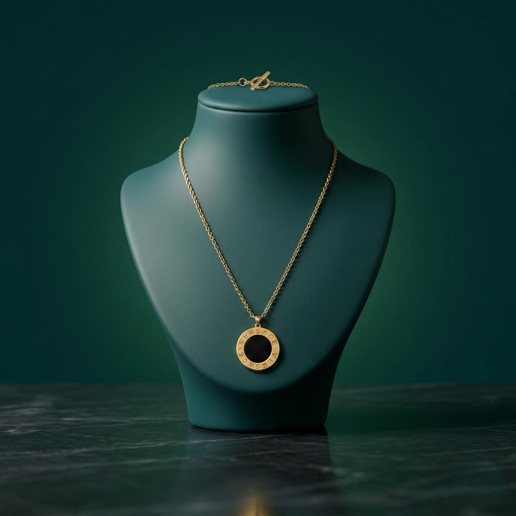 BLACK VERSACE CHAIN PENDANT STAINLESS STEEL