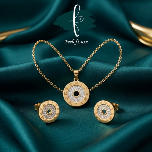 18K GOLD PLATED ZIRCON CARTIER SET