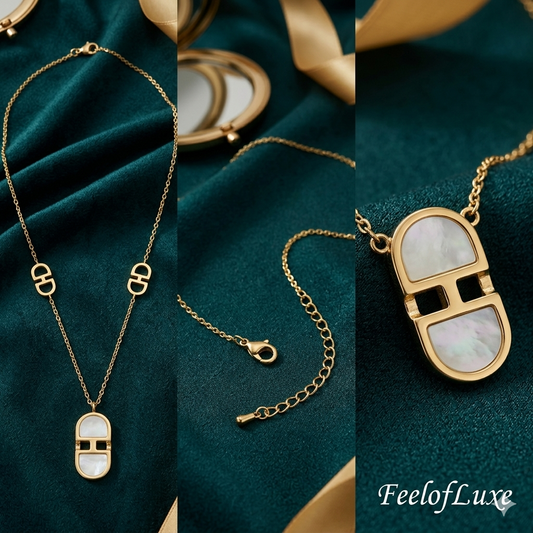 18K GOLD PLATED WHITE OPAL GLOW PENDANT