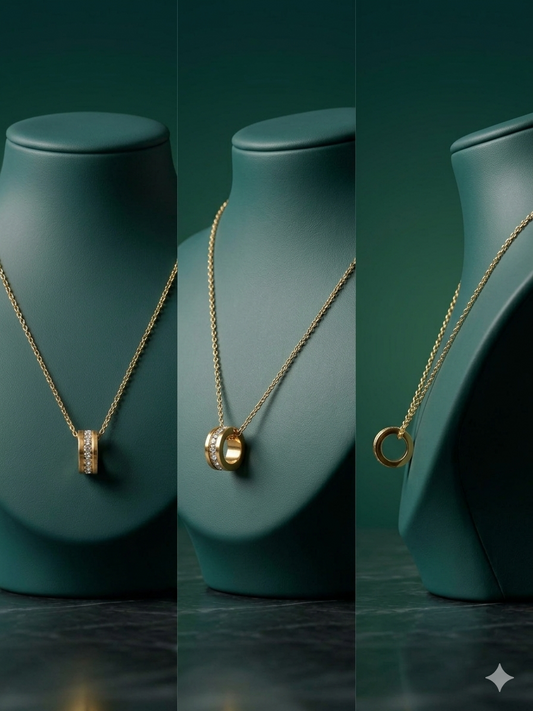 18K GOLD PLATED RING CARTIER PENDANT STAINLESS STEEL