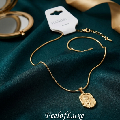 18K GOLD PLATED ROSE PENDANT STAINLESS STEEL
