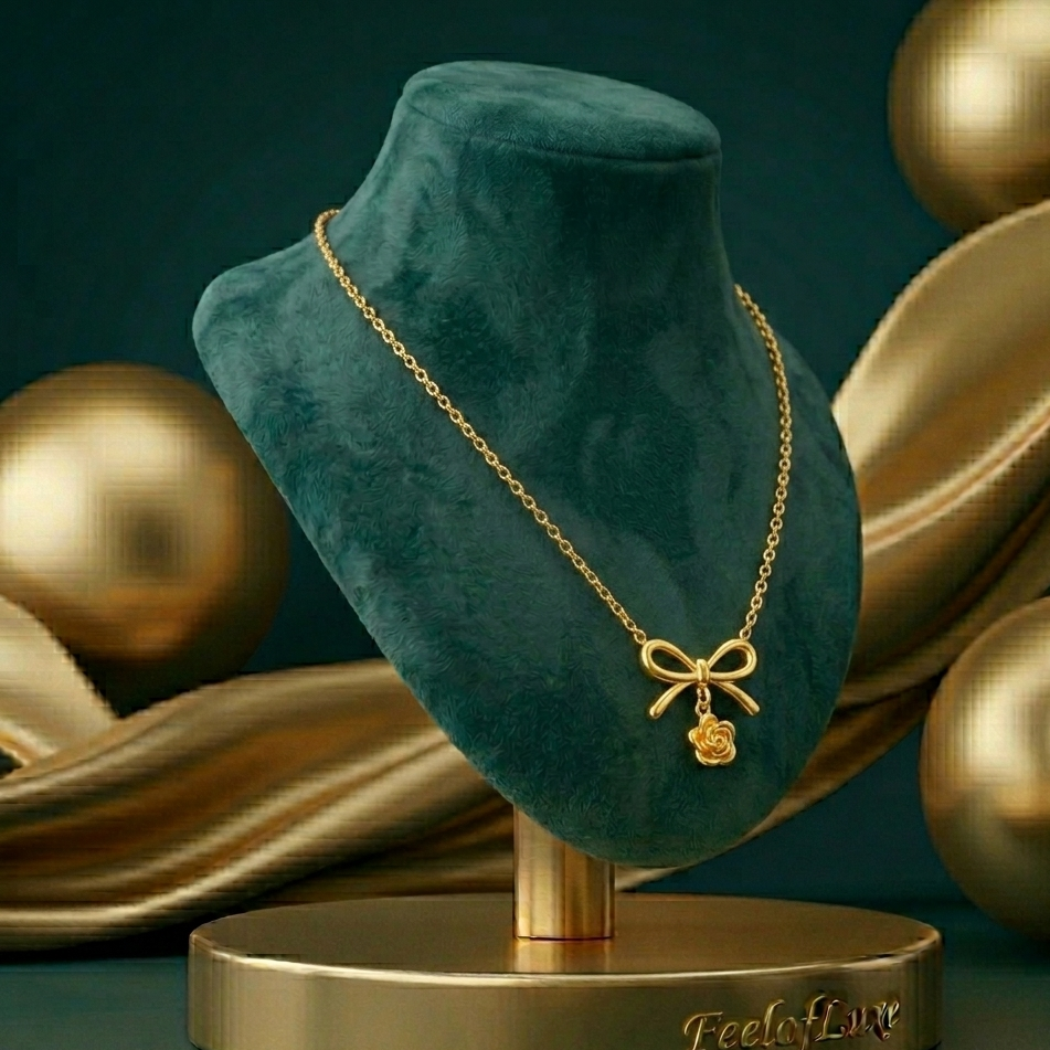 18K GOLD PLATED BOW FLOWER PENDANT