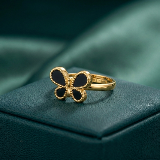STYLISH BLACK BOW ADJUSTABLE RING