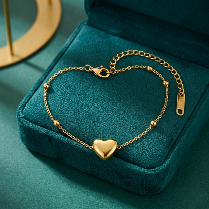 18K GOLD PLATED HEART  BRACELET STAINLESS STEEL