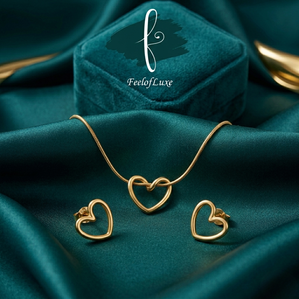 18K GOLD PLATED HEART STYLE SET