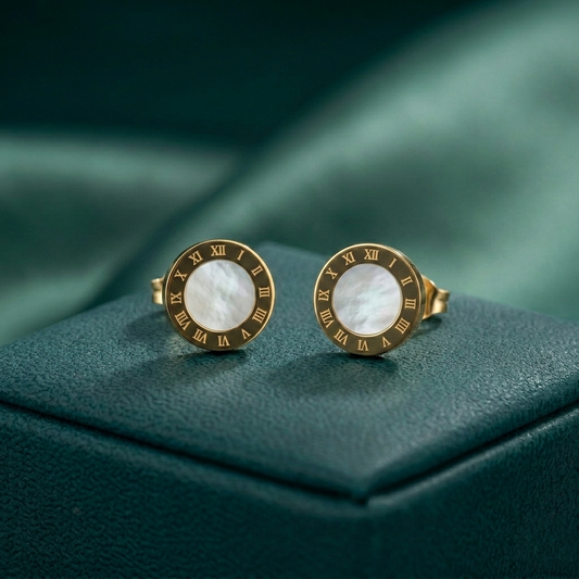 WHITE ROMAN EARRING PAIR